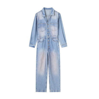 Damen Kleidung French Pan Rosa gewaschener Denim-Jumpsuit