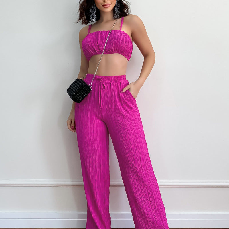 Conjunto corto sin mangas de Color sólido para mujer, pantalones sexys, conjunto de dos piezas para mujer de verano