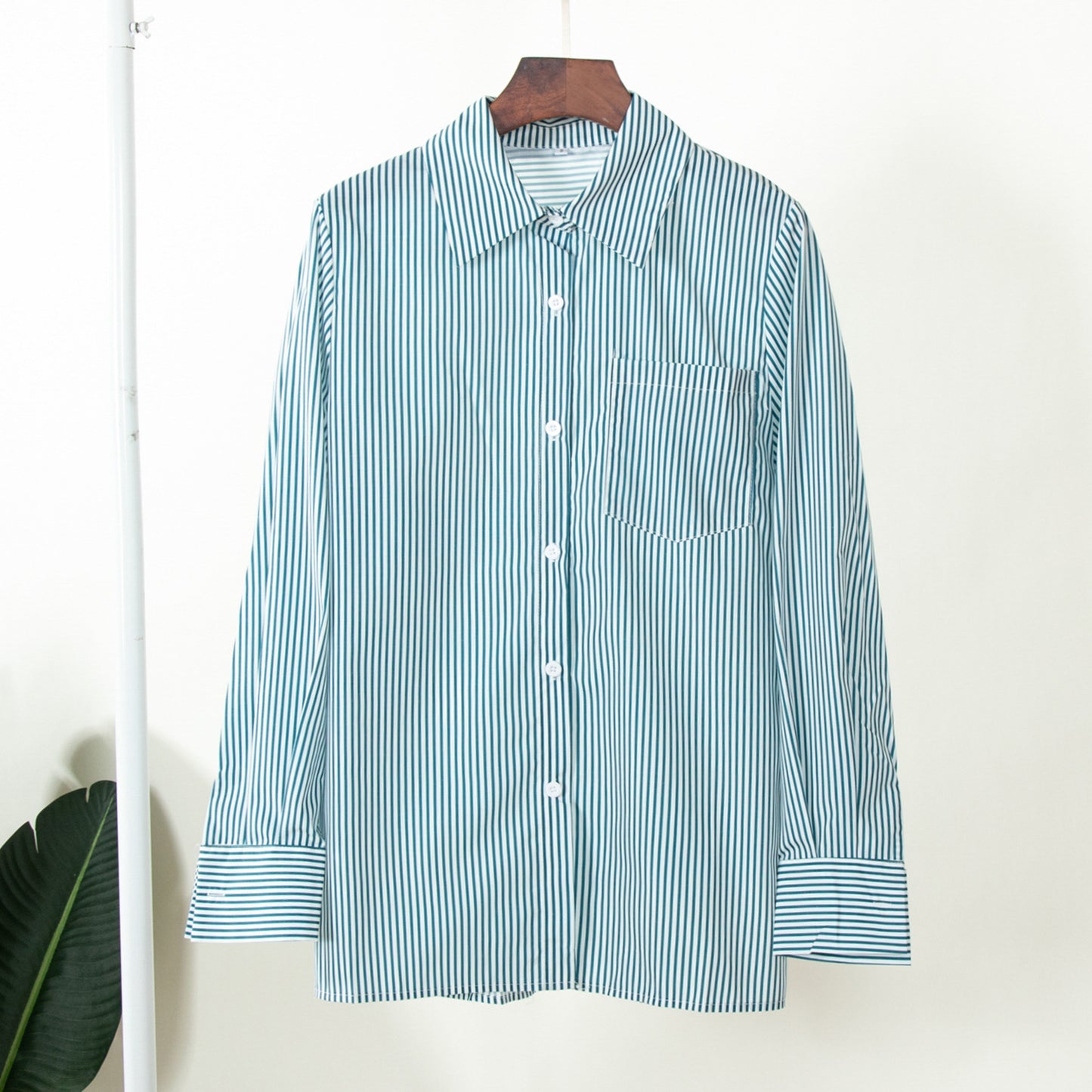 Solid Color Striped Shirt Summer Trendy Joker Loose Polo Striped Shirt