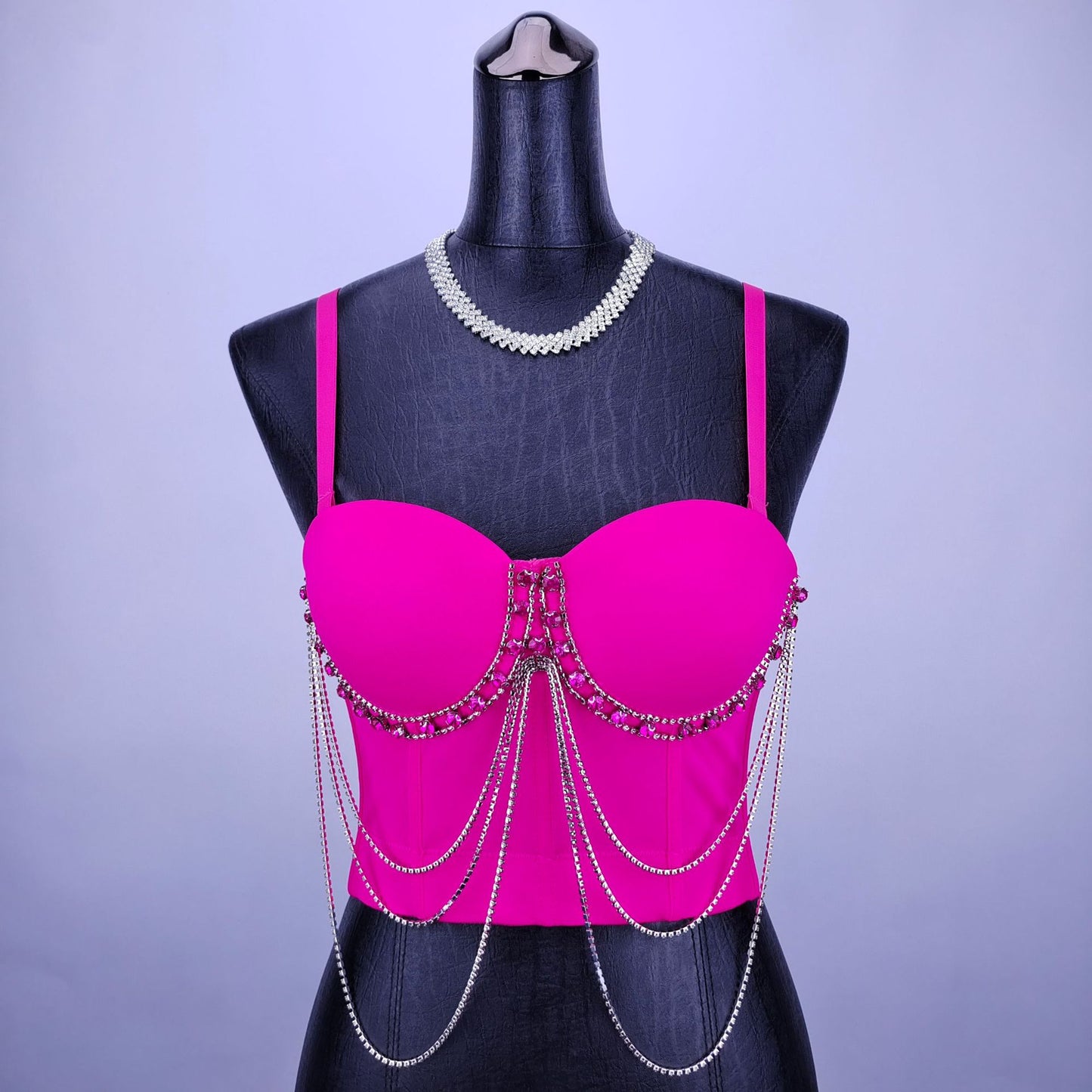 Sexy Strap Chain Rhinestone Bra Outer Wear Small Slip Top Women