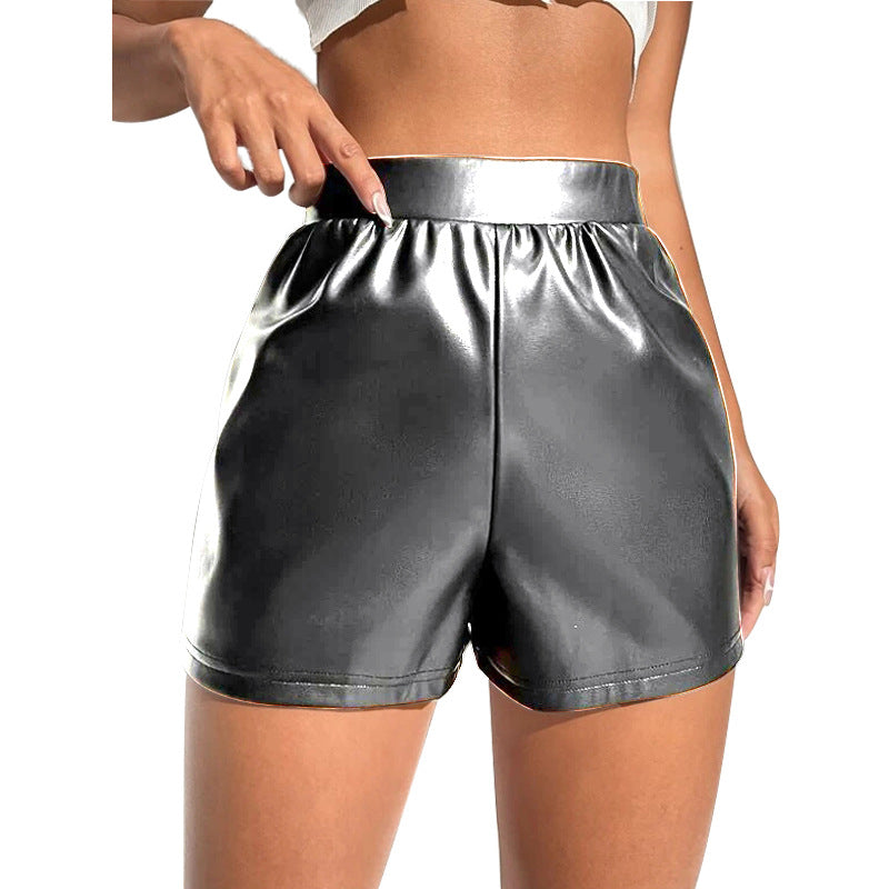 Sommer Sexy Patent Leder Shorts Hosen Frauen Hohe Taille Lose Beiläufige Hosen Frauen