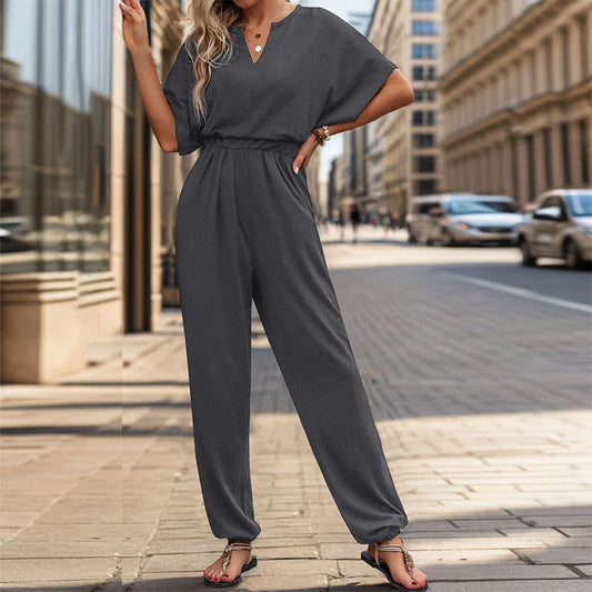 Mono casual de color sólido para mujer de verano