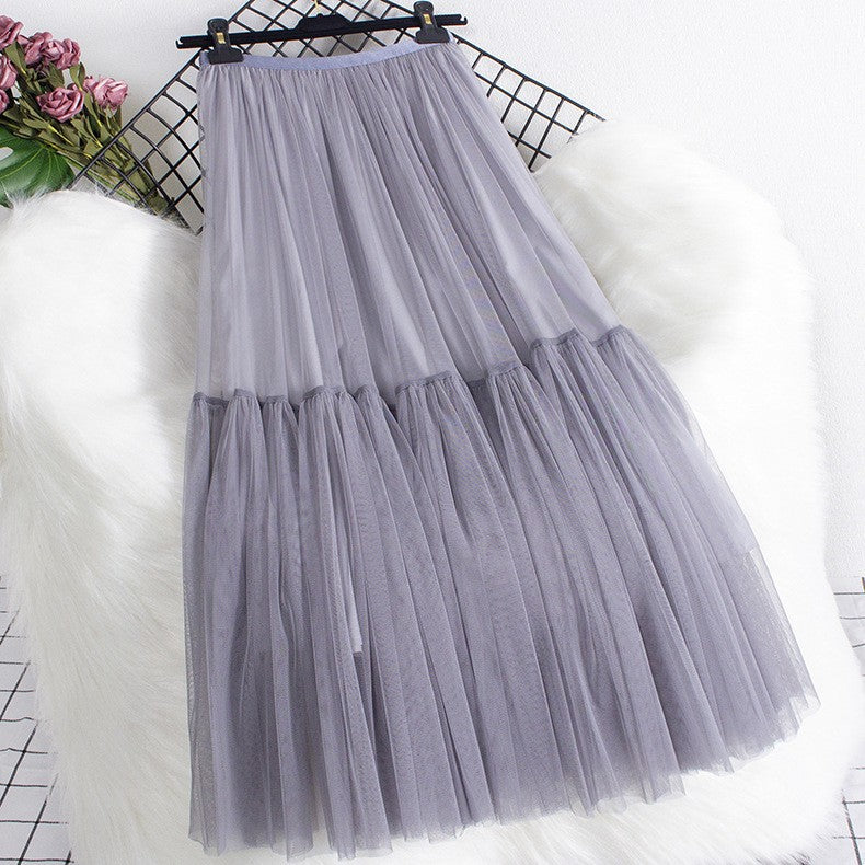 Large Swing A- Line Umbrella Mid-length Mesh Bubble Skirt