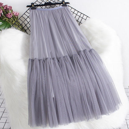 Large Swing A- Line Umbrella Mid-length Mesh Bubble Skirt