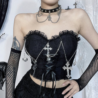 Summer Sexy Sexy Vest Dark Gothic Cross Chain Bandeau Sling Women