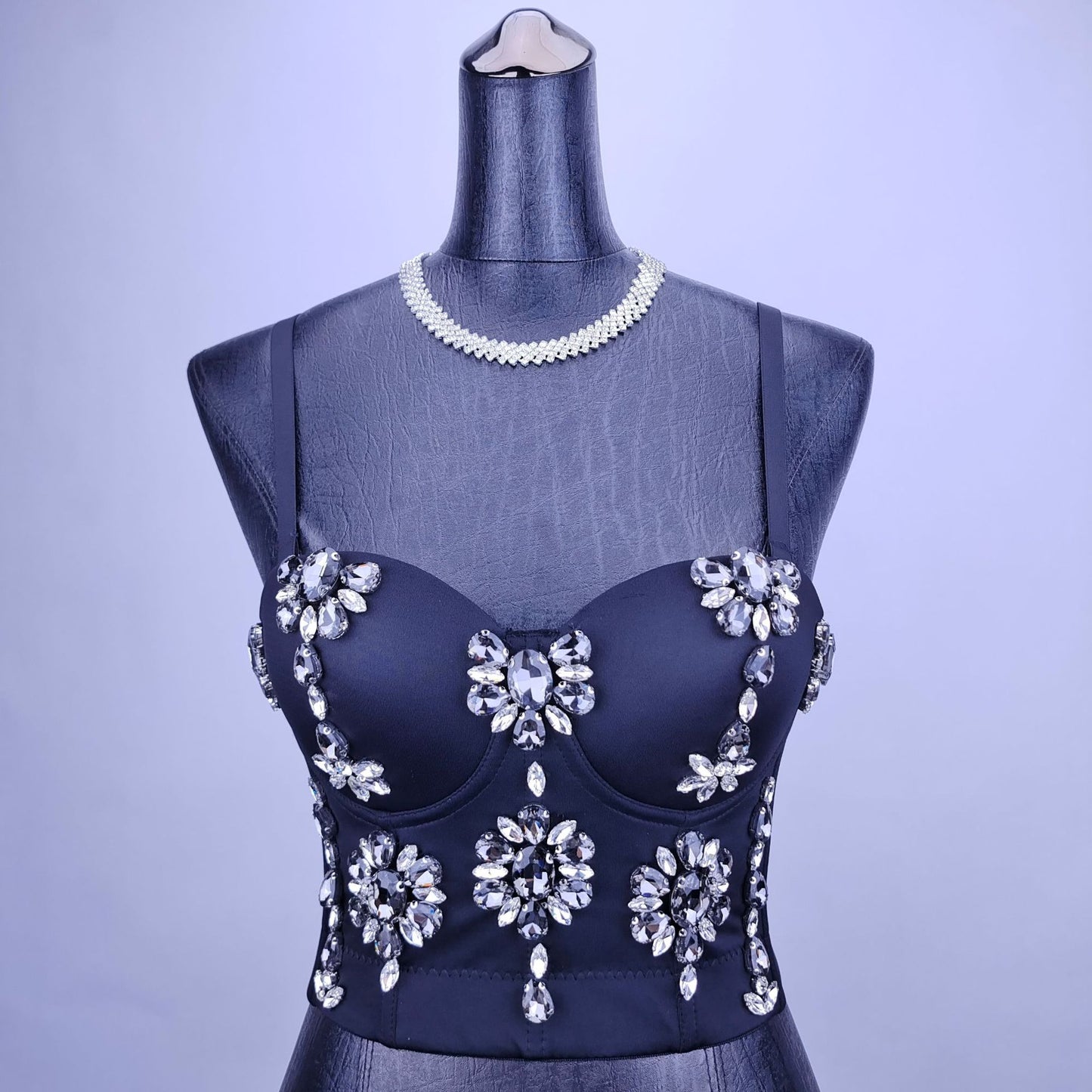 Women Summer Diamond Decoration Spaghetti Strap Slim Fit Boning Corset Strap Short Top Women