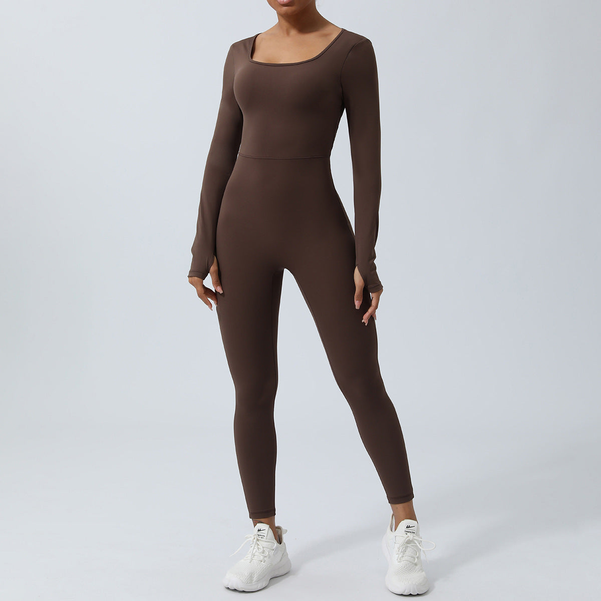 Nude Feel Langarm Rückenfreier Bodysuit Yoga Kleidung Hüftheben Einteiliger Fitnesskleidung Damen Sommer Tanzoverall