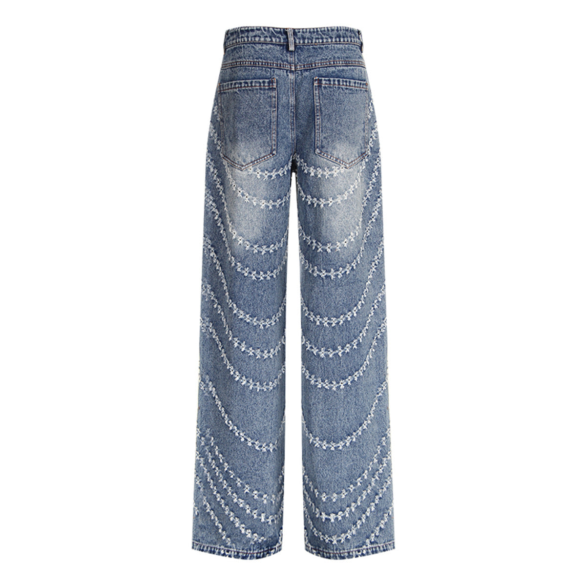 Sexy Fried Street zerrissene Jeans Frauen hohe Taille schlankmachende gerade Hose mit weitem Bein lose Wischhose