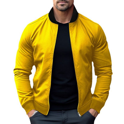 Chaqueta de hombre con cremallera y manga larga con cuello alto para hombre