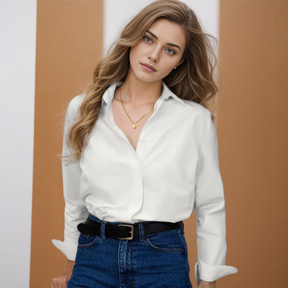 Camisa elegante holgada de algodón blanco para mujer, estilo francés, elegante, para primavera y verano