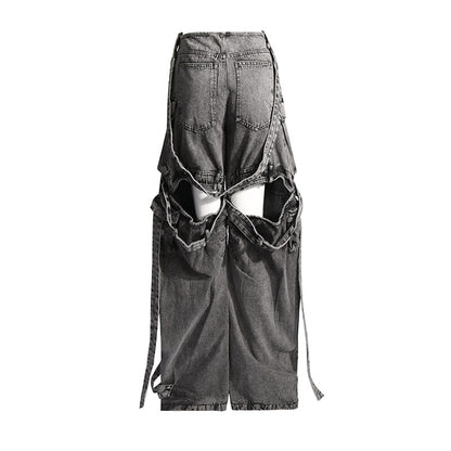 Spring Street Hipster-pantalones vaqueros con diseño de cinta decorativa para mujer, petos con múltiples bolsillos, estilo Hipster