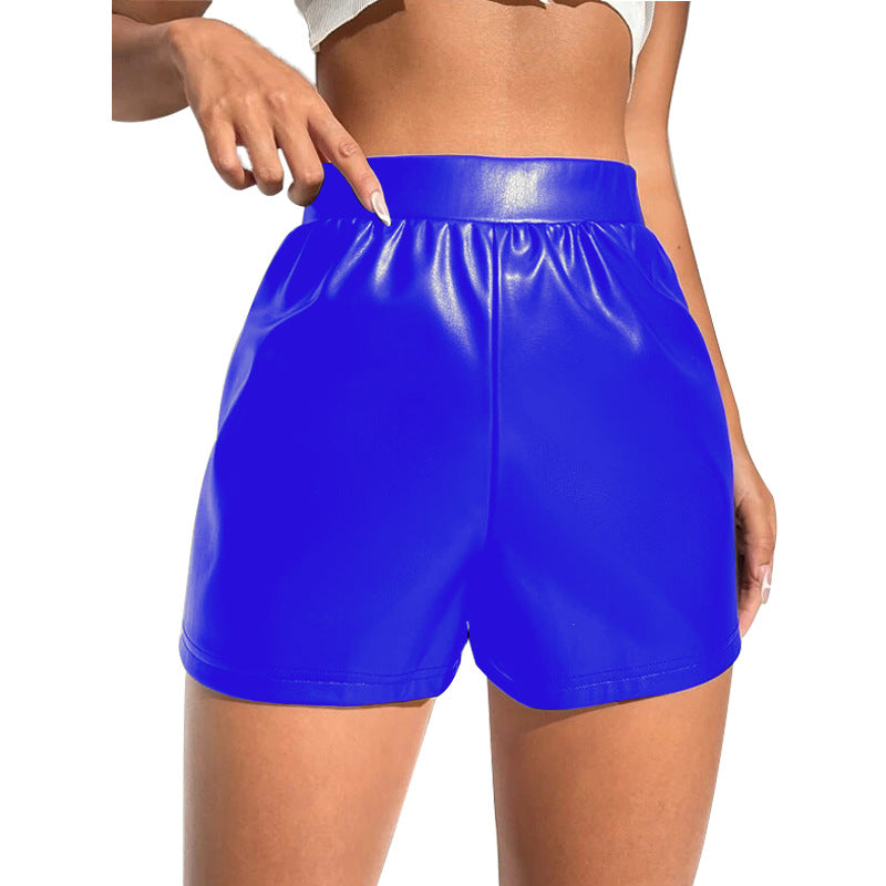 Sommer Sexy Patent Leder Shorts Hosen Frauen Hohe Taille Lose Beiläufige Hosen Frauen