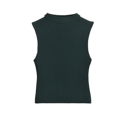 Women Slim Fit Slimming Short Half Turtleneck Sleeveless Top Vest