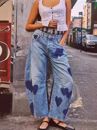 Jeans de mujer cilíndricos de cintura media sueltos casuales de primavera