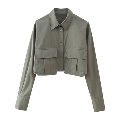 Ropa de invierno para mujer, gabardina de moda que combina con todo, camisa corta de tela