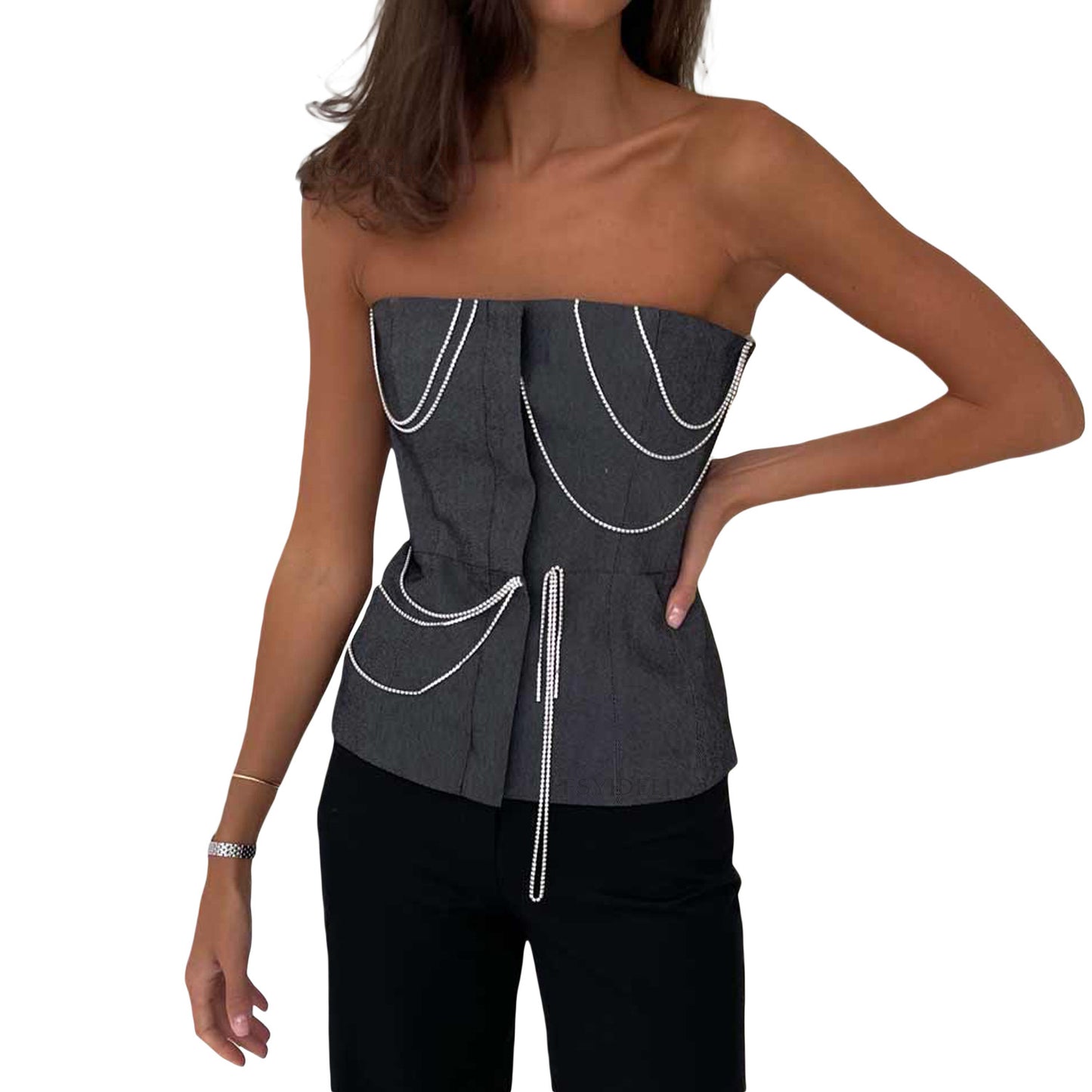 Sommer Sexy Tube Top Frauen Sexy Schlanke Design Unregelmäßige Asymmetrische Kette Top