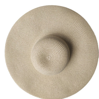 Tablero ligero sombrero de paja de ala grande de 14CM cúpula de playa a prueba de sol para mujer