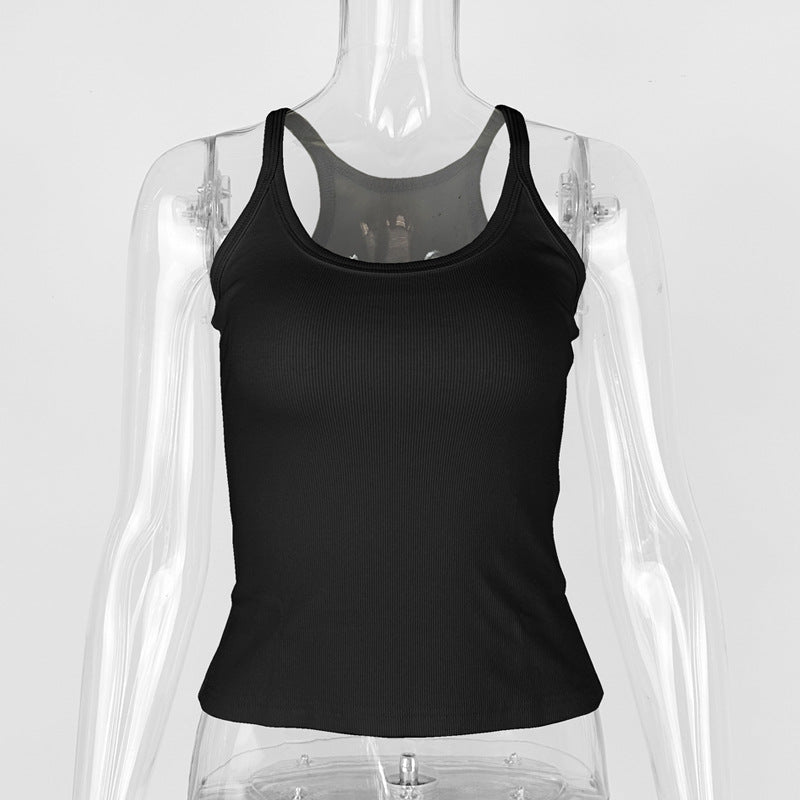 Sexy Slim U Neck Vest Summer Arrival Cotton Rib Bottoming Strappy Tops Women