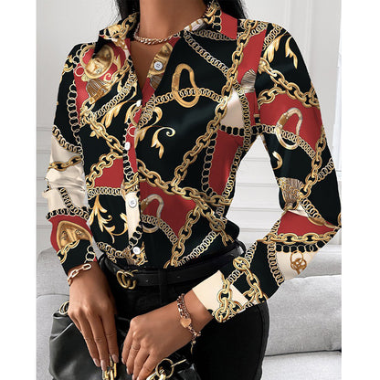 Top Shirt Spring Autumn Long Sleeve Elegant Single Breasted Cardigan Shirt Women