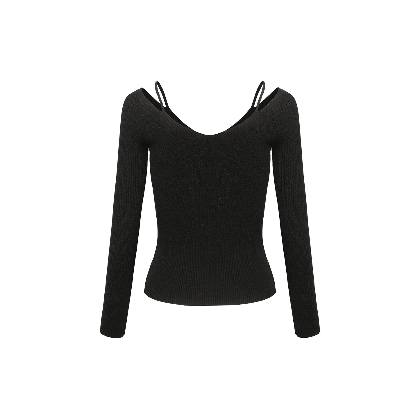 Slim Fit Rückenfreies Design Schlankheitspullover Damen schulterfreier Inner Wear Pullover Schwarz Strickmode Damen