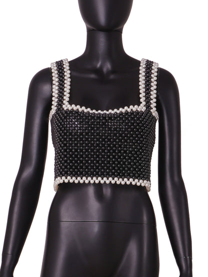 Popular Pearl Sexy Sling Street Trends Camiseta sin mangas pequeña