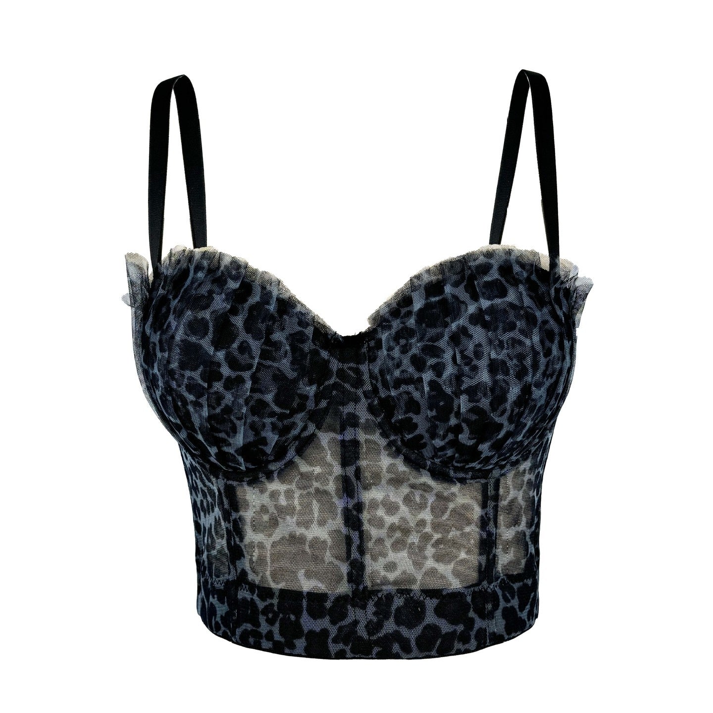 French Design Pleated Tube Top Sexy Leopard Print Angora Red Underwear Small Sling Boning Corset Bra Outer Wear