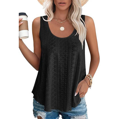 Spring Summer Round Neck Loose Sleeveless T Shirt Tops