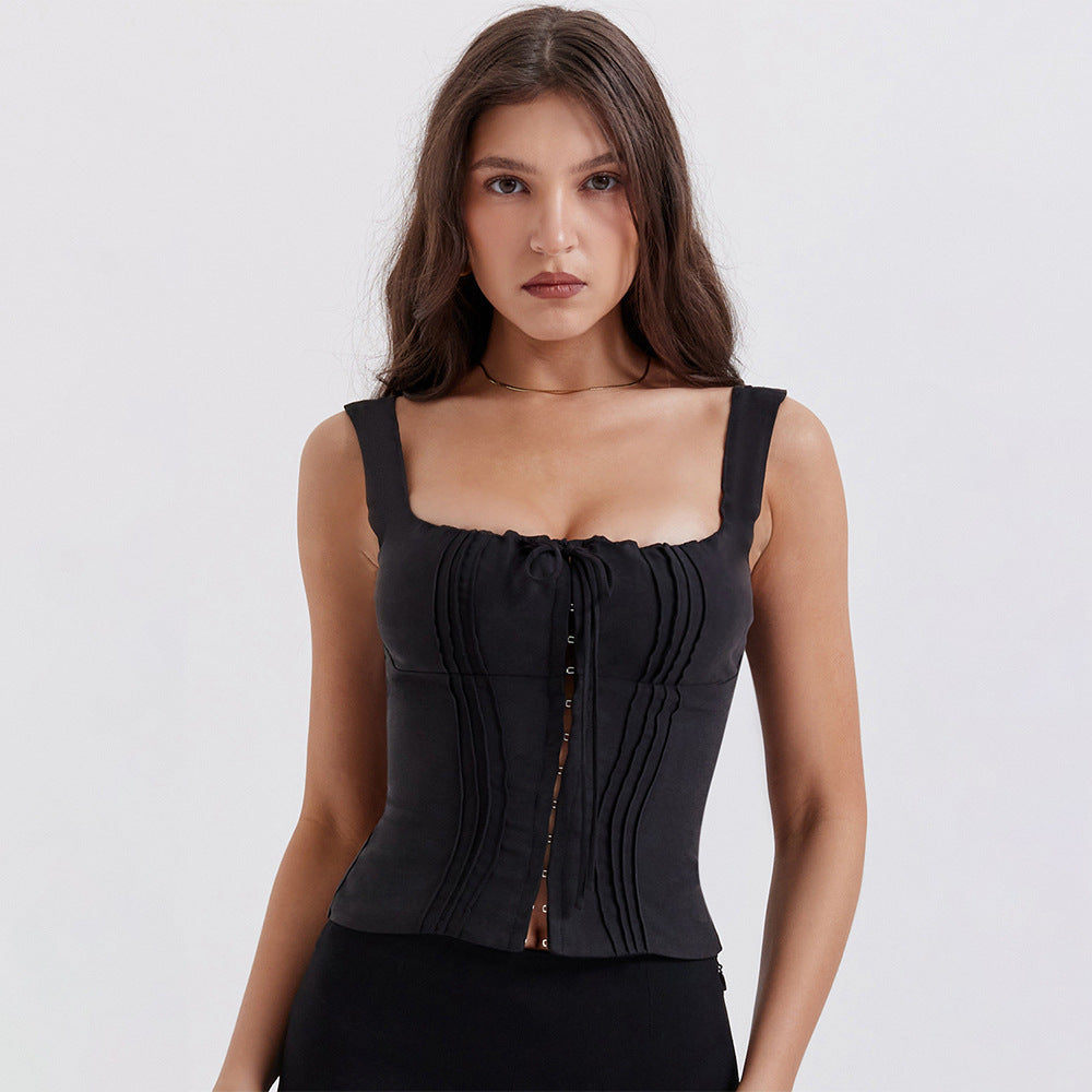 Bedrucktes Camisole für Damen, sexy, rückenfrei, kurz, kurz geschnitten, sexy Top für Damen, Sommerkleidung