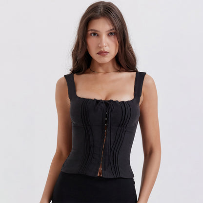 Bedrucktes Camisole für Damen, sexy, rückenfrei, kurz, kurz geschnitten, sexy Top für Damen, Sommerkleidung