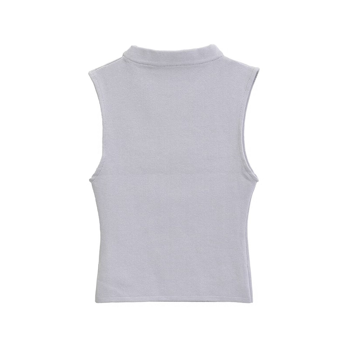 Women Slim Fit Slimming Short Half Turtleneck Sleeveless Top Vest