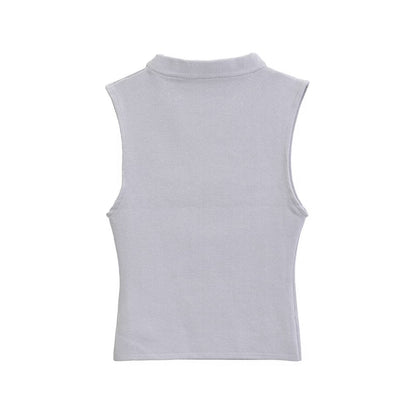 Women Slim Fit Slimming Short Half Turtleneck Sleeveless Top Vest