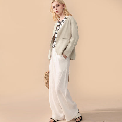 Nordic Loose Casual Trousers Women Linen Cotton Straight Leg Pants High Sense All Matching Graceful Cotton Linen Wide Leg Pants