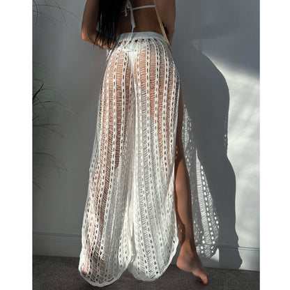 Urlaub Sexy Durchsichtig Mesh Aushöhlen Split Strap Gestrickte Mopp Strand Hosen Frauen