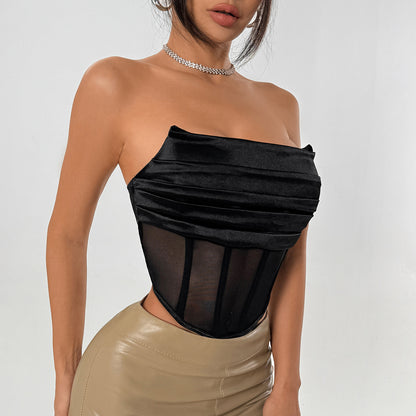 Ropa de oficina para mujer, top tipo chaleco sexy ajustado con corsé y sujetador