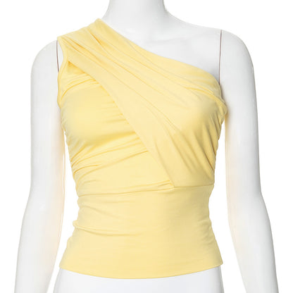 Damenbekleidung Sommer Einfarbig Schlanke Schulter Cropped Top