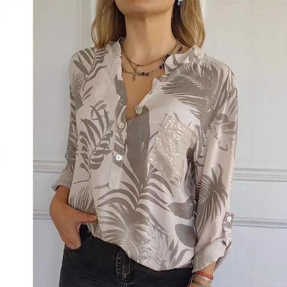 Women Ladies Design V neck Printed Top