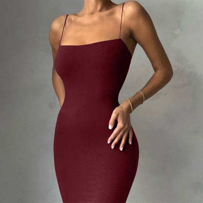 Damenbekleidung Herbst Sexy Sling Maxikleid Schlankes Kleid für Damen