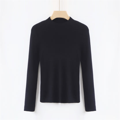 Solid Color Colorful Half Turtleneck Wool Base Shirt Sweater Women Slim Fit Slimming Long Sleeves Knitwear Top