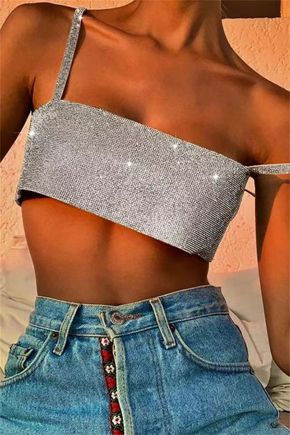 Sommer Sexy Camisole Metall Strass Weste Top