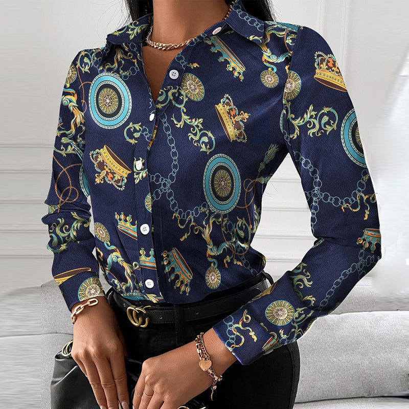 Top Shirt Spring Autumn Long Sleeve Elegant Single Breasted Cardigan Shirt Women