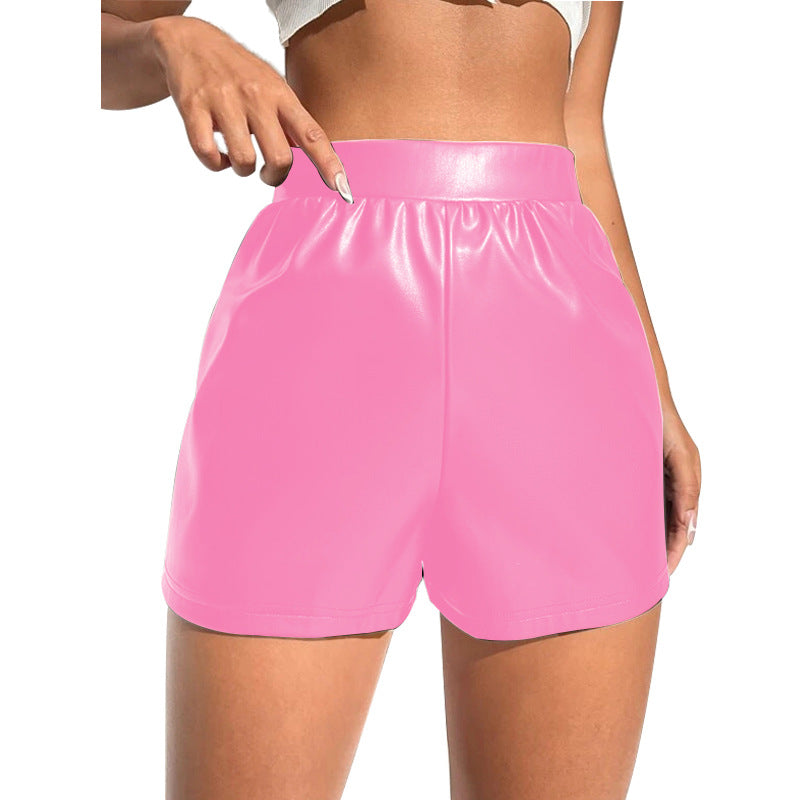 Sommer Sexy Patent Leder Shorts Hosen Frauen Hohe Taille Lose Beiläufige Hosen Frauen