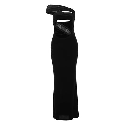 Damen Kleidung Frühling Sommer Damen Kleidung Nähte Schräge Schulter Tube Top Rückenfrei Sexy Slim Fit Kleid