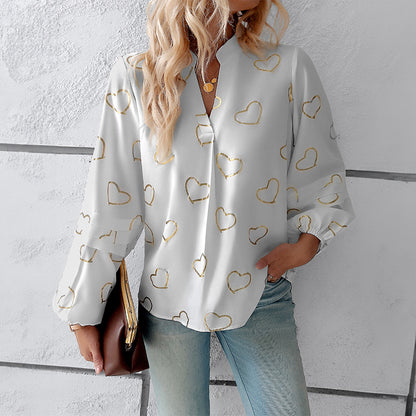 Women Clothing Autumn Winter Office Long Sleeve Women Printed Wear Shirt