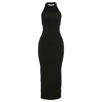 Summer Women Clothing Halter Sexy Backless Slit Sheath Slim Dress for Women