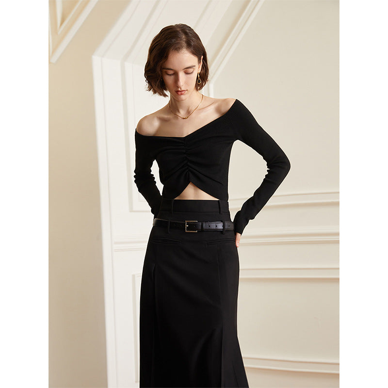 Dark High Waist Skirt Women Street Snap Office Horse Face Skirt