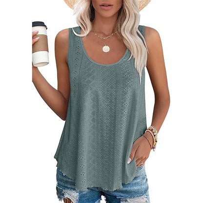 Spring Summer Round Neck Loose Sleeveless T Shirt Tops