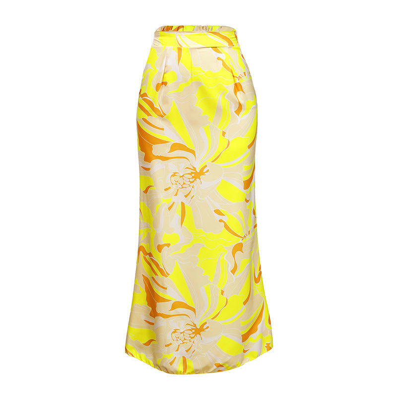 Traje de baño de Color sólido, traje de baño amarillo de una pieza, conjunto de falda Floral tridimensional para mujer, traje de baño