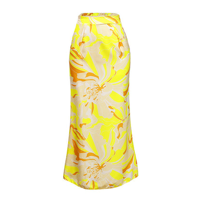 Traje de baño de Color sólido, traje de baño amarillo de una pieza, conjunto de falda Floral tridimensional para mujer, traje de baño