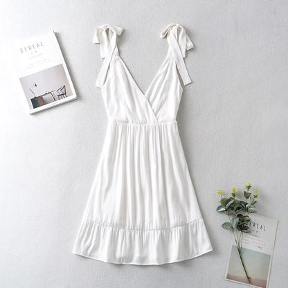 Sundress Spring New Strap Dress V-neck Backless Lace up