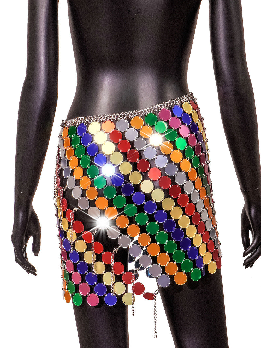 Punk Sexy Street Snap Personality Acrylic Skirt Handmade Stitching Skirt